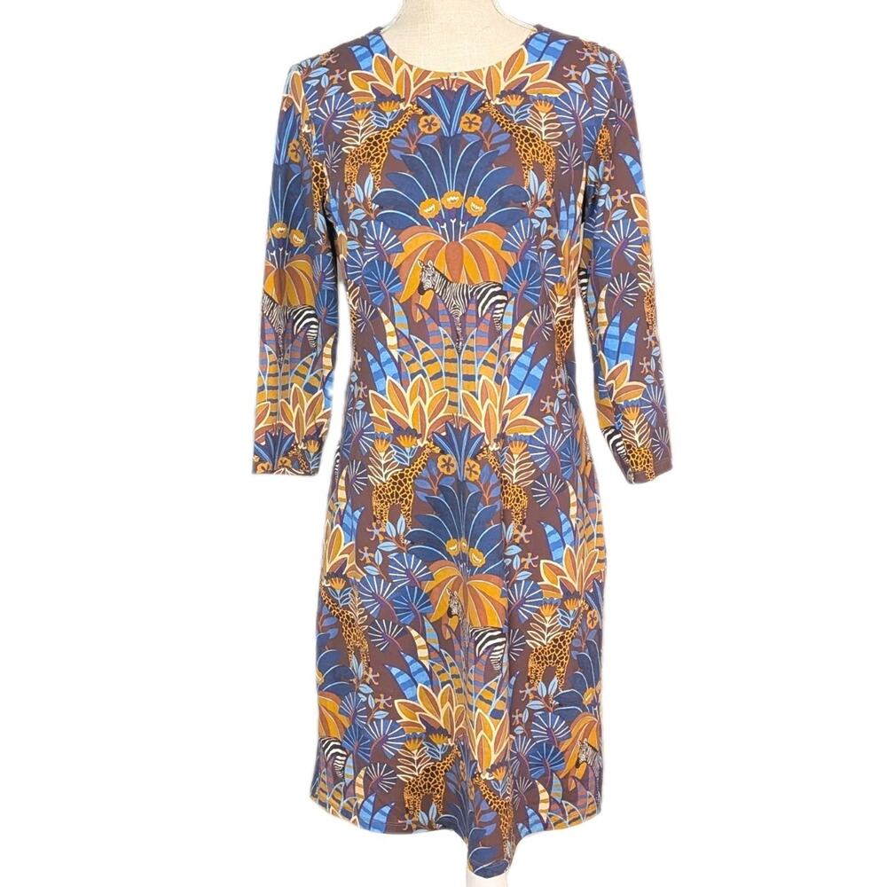 J. McLaughlin Size M Sophia Safari Print Catalina Cloth Dress Zebra Giraffe